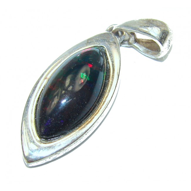 Perfection 12CTW Authentic Black Opal .925 Sterling Silver handmade Pendant