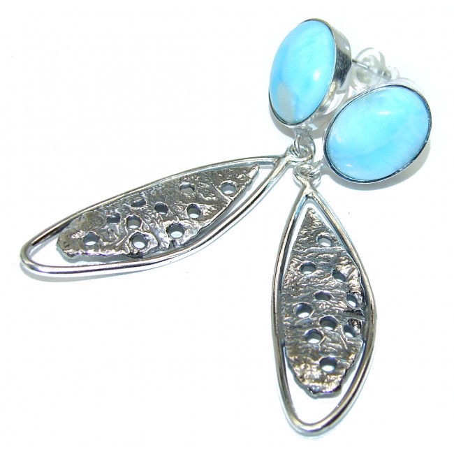 Precious Blue Larimar .925 Sterling Silver handmade earrings