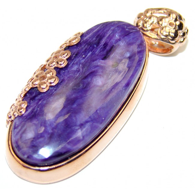 Natural Siberian Charoite 18K Gold over .925 Sterling Silver handcrafted pendant