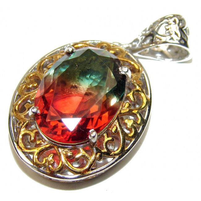Deluxe oval cut Pink Tourmaline .925 Sterling Silver handmade Pendant