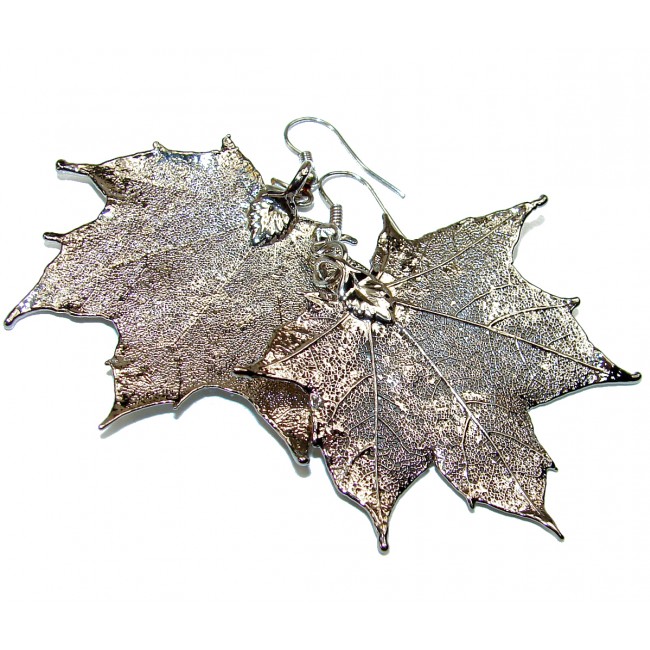 Real Japanese Maple Leaves .925 Sterling Silver earrings