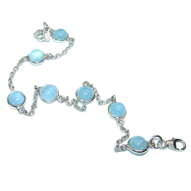 Natural Aquamarine .925 Sterling Silver handmade Bracelet