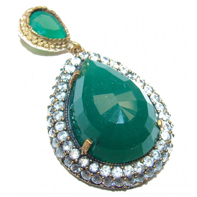 created Emerald .925 Sterling Silver handmade Statement pendant