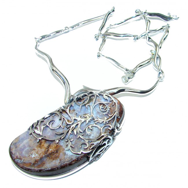 Sweet Melody Australian Boulder Opal .925 Sterling Silver brilliantly handcrafted necklace