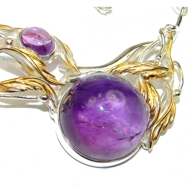 Purple Astonishment genuine Amethyst 18k Gold over .925 Sterling Silver handmade Necklace