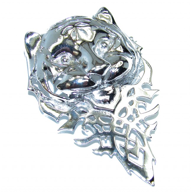 Tiger Incredible quality .925 Sterling Silver handmade Pendant Brooch