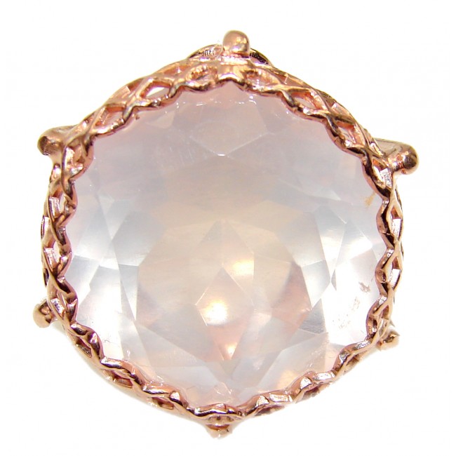 Rose Garden Authentic Rose Quartz .925 Sterling Silver brilliantly handcrafted ring s. 8 3/4