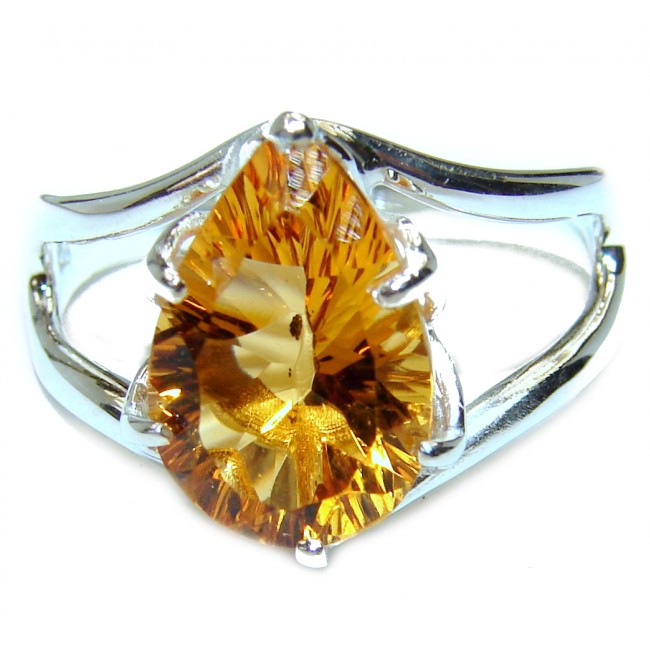 Vintage Style Citrine .925 Sterling Silver handmade Ring s. 8 1/4