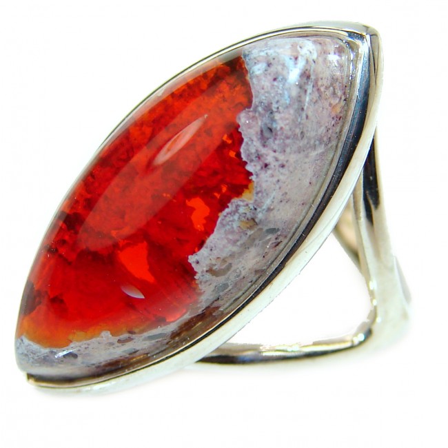 Mexican Opal .925 Sterling Silver handmade Statement ring s. 6 3/4