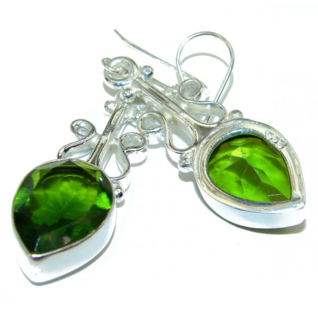 Fancy Green Amethyst .925 Sterling Silver handmade earrings