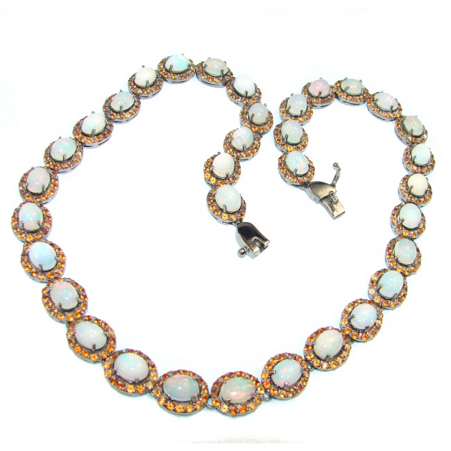 INCOMPARABLE BRILLIANCE Ethiopian Opal Yellow Sapphire .925 Sterling Silver Necklace