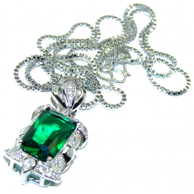 Green Queen Huge authentic Topaz .925 Sterling Silver handcrafted necklace