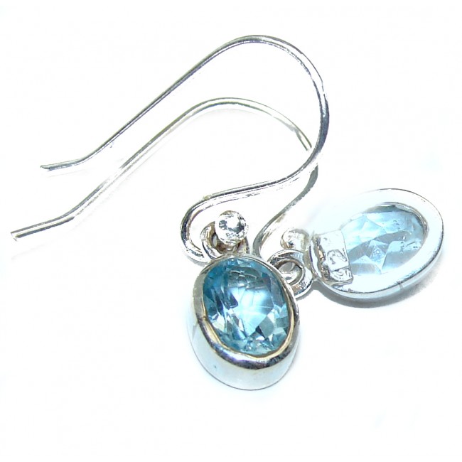 Sublime Blue Swiss Topaz .925 Sterling Silver handmade earrings