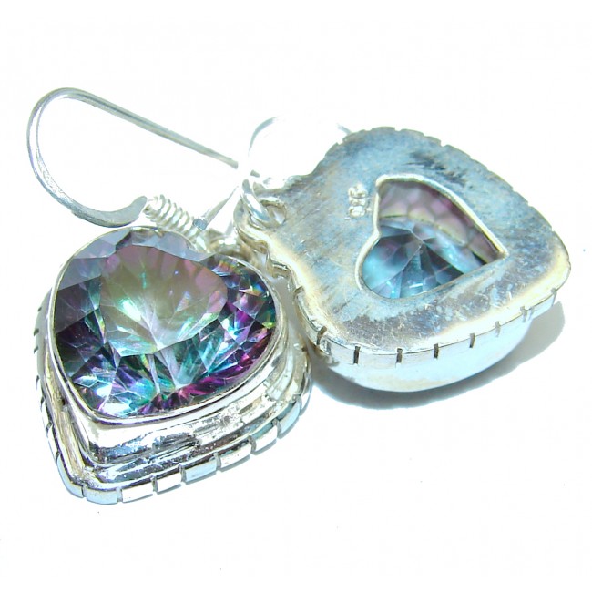 Heart Shape Eye Rainbow Magic Topaz .925 Sterling Silver earrings