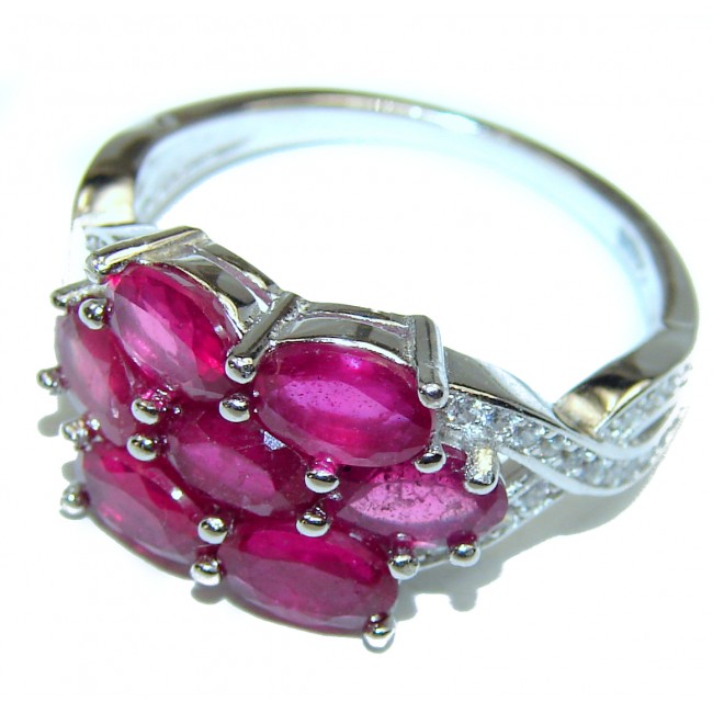 Genuine Ruby .925 Sterling Silver handmade Cocktail Ring s. 8 1/4