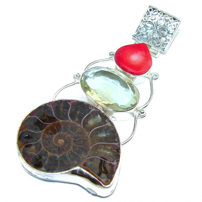 Ammonite .925 Sterling Silver handcrafted pendant