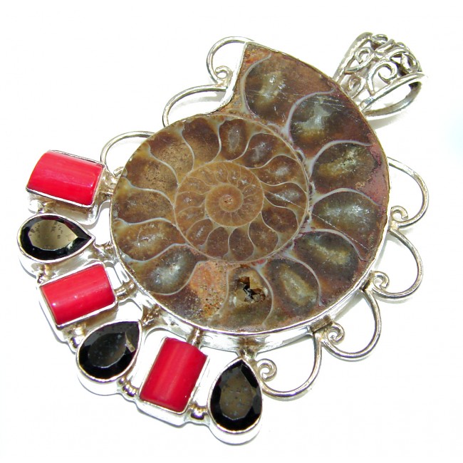 Ammonite .925 Sterling Silver handcrafted pendant
