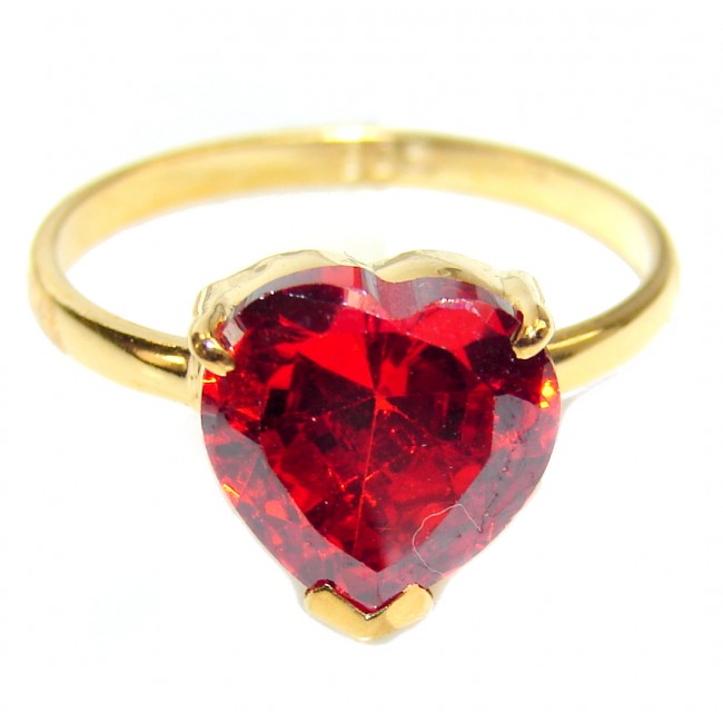 Sweet Heart Red Topaz .925 Silver handcrafted Ring s. 7 3/4