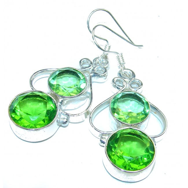 Fancy Green Quartz .925 Sterling Silver handmade earrings