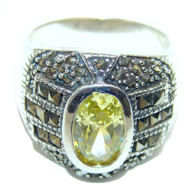 Vintage Style Citrine .925 Sterling Silver handmade Ring s. 9