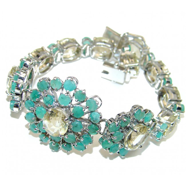 Luxury Authentic Citrine Emerald .925 Sterling Silver handmade Bracelet