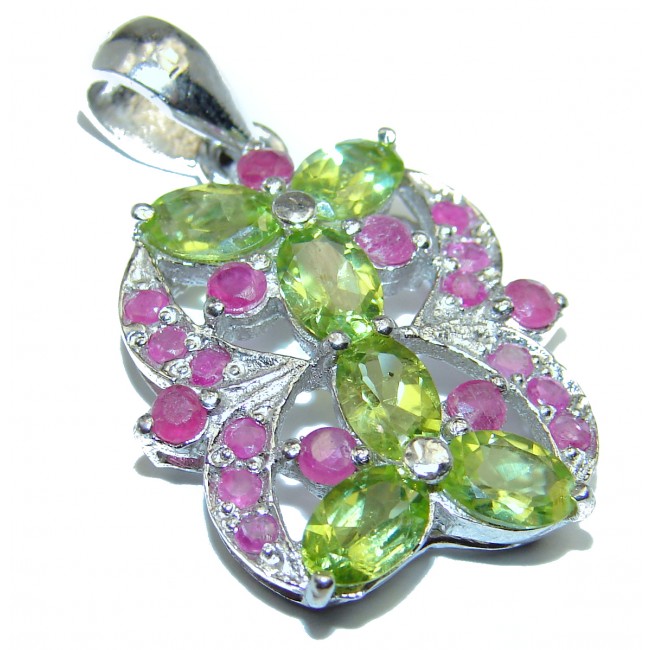 Precious Peridot Ruby .925 Sterling Silver handcrafted Pendant
