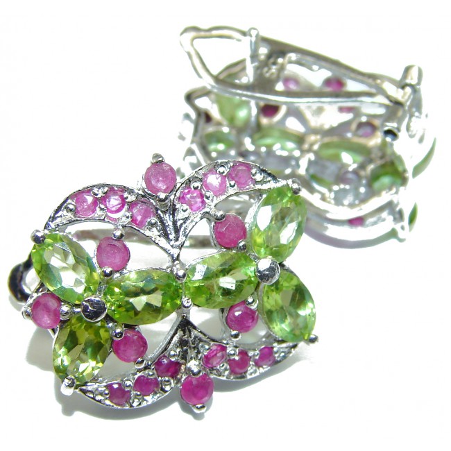 Spectacular Authentic Peridot Ruby .925 Sterling Silver handmade earrings