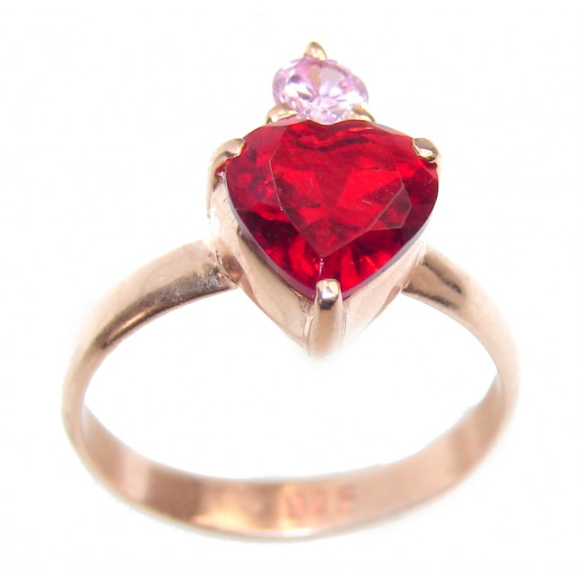 Sweet Heart Red Topaz .925 Silver handcrafted Ring s. 6 1/4