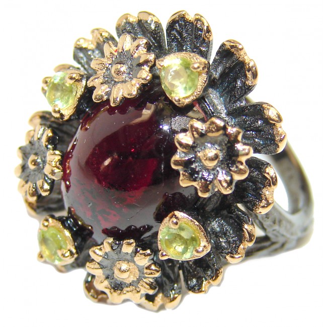 Large Authentic Garnet .925 Sterling Silver handmade Ring s. 8
