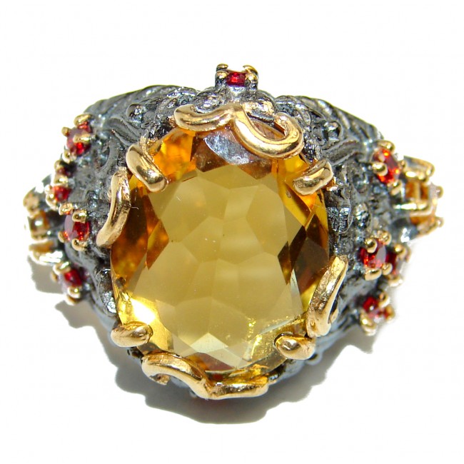 Vintage Style Citrine .925 Sterling Silver handmade Ring s. 7 3/4