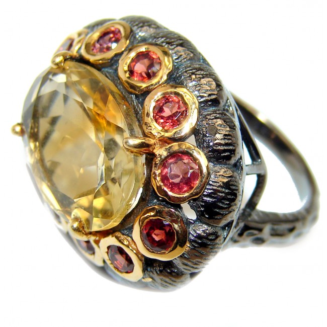 Vintage Style Citrine .925 Sterling Silver handmade Ring s. 6 3/4
