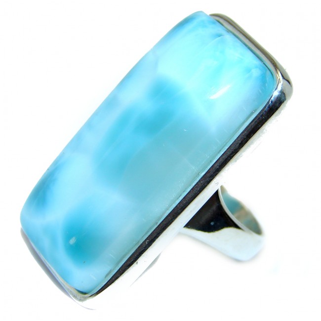 LARGE One of a kind Natural Larimar .925 Sterling Silver handcrafted Ring s. 5 1/4