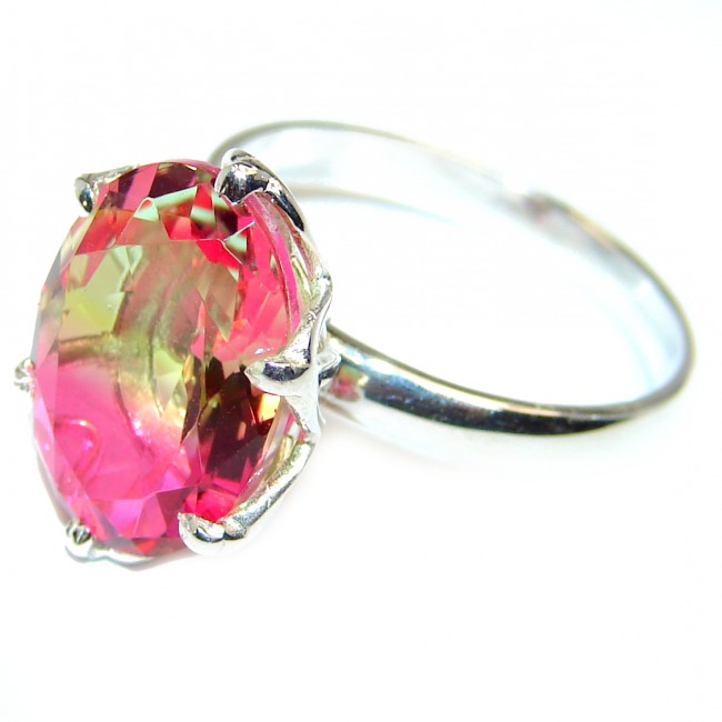9.5ctw Pink Tourmaline .925 Sterling Silver handcrafted Ring size 7