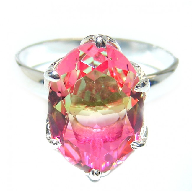 9.5ctw Pink Tourmaline .925 Sterling Silver handcrafted Ring size 7