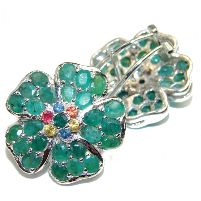 Spectacular Emerald Ruby .925 Sterling Silver handmade earrings