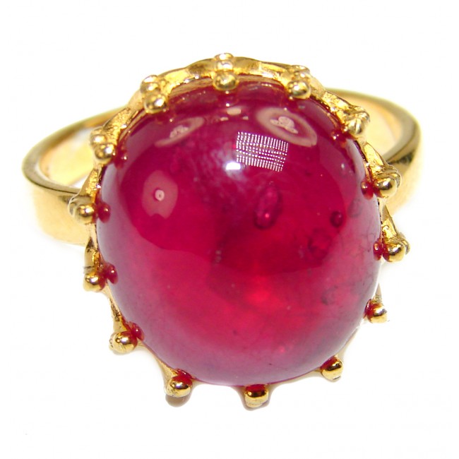 Falling in Love Red Ruby 18K Gold over .925 Sterling Silver handmade Cocktail Ring s. 9
