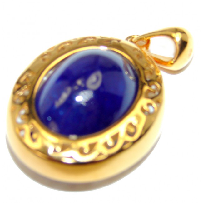 23.5 carat genuine Sapphire 18K Gold over .925 Sterling Silver handmade Pendant