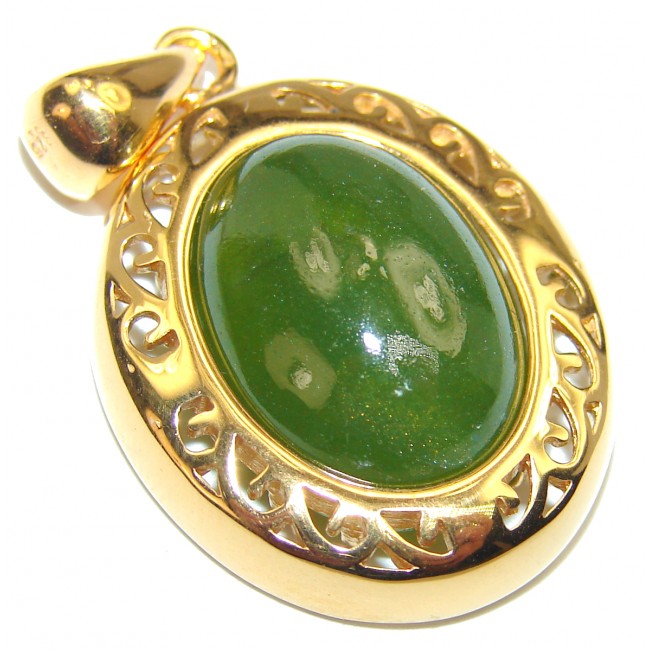 Incredible Authentic Green Tourmaline 18K Gold over .925 Sterling Silver handmade Pendant