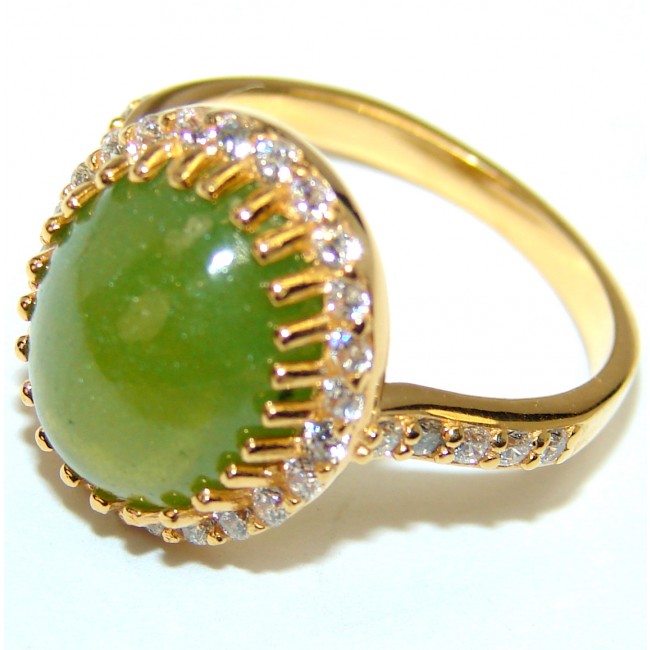 Authentic 8.5ctw Green Tourmaline Yellow gold over .925 Sterling Silver brilliantly handcrafted ring s. 7