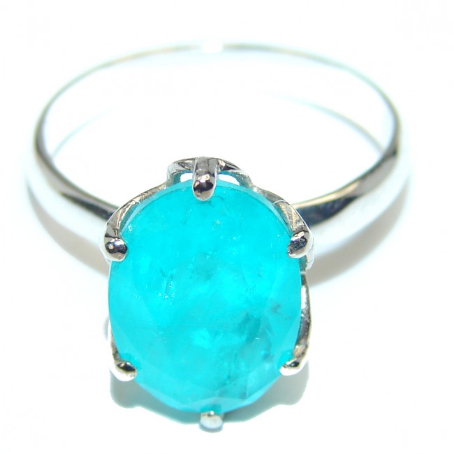 Pear Cut 5.6ctw Paraiba Tourmaline .925 Sterling Silver handcrafted Statement Ring size 9 1/4