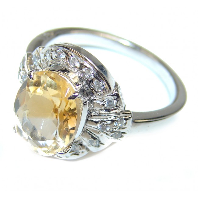 Vintage Style Citrine .925 Sterling Silver handmade Ring s. 8