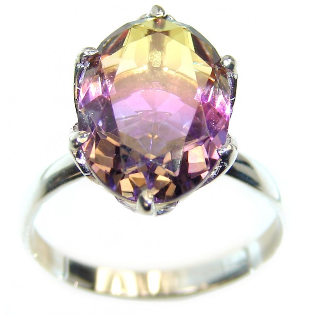 Emerald cut Ametrine .925 Sterling Silver handcrafted Ring s. 7