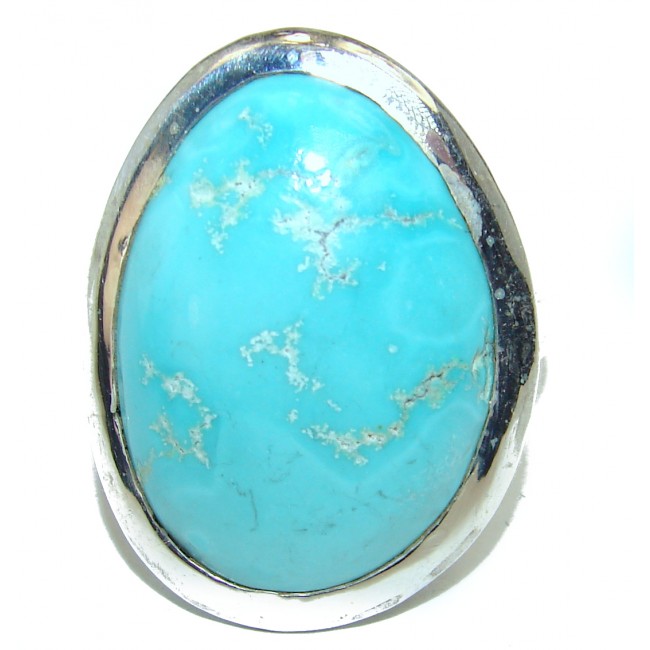 Increbible Authentic Turquoise .925 Sterling Silver ring; s. 10 3/4