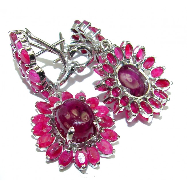Precious authentic Ruby .925 Sterling Silver handmade Statement earrings