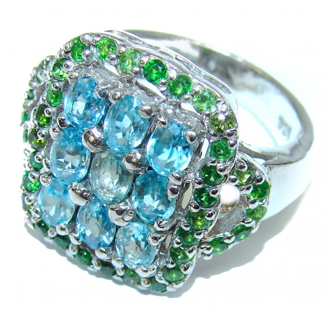 Natural Aquamarine .925 Sterling Silver handcrafted Ring s. 8