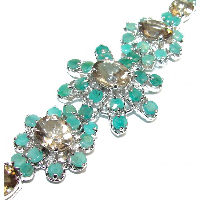 Prasolite Green Amethyst Emerald .925 Sterling Silver handmade Bracelet
