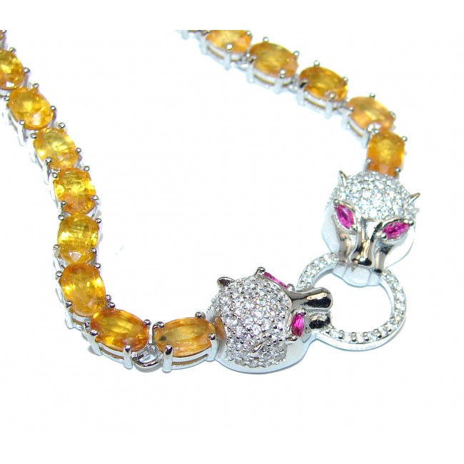 Panther Natural Citrine .925 Sterling Silver handmade Necklace
