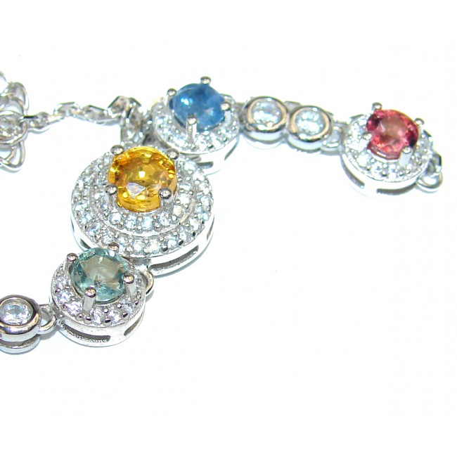 Authentic multicolor Sapphire .3925 Sterling Silver handcrafted Bracelet