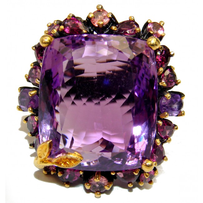 Purple Beauty 88.5 carat Amethyst black rhodium over .925 Sterling Silver Ring size 9