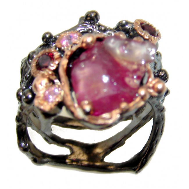 Authentic Rough Ruby black rhodium over .925 Sterling Silver Ring size 6